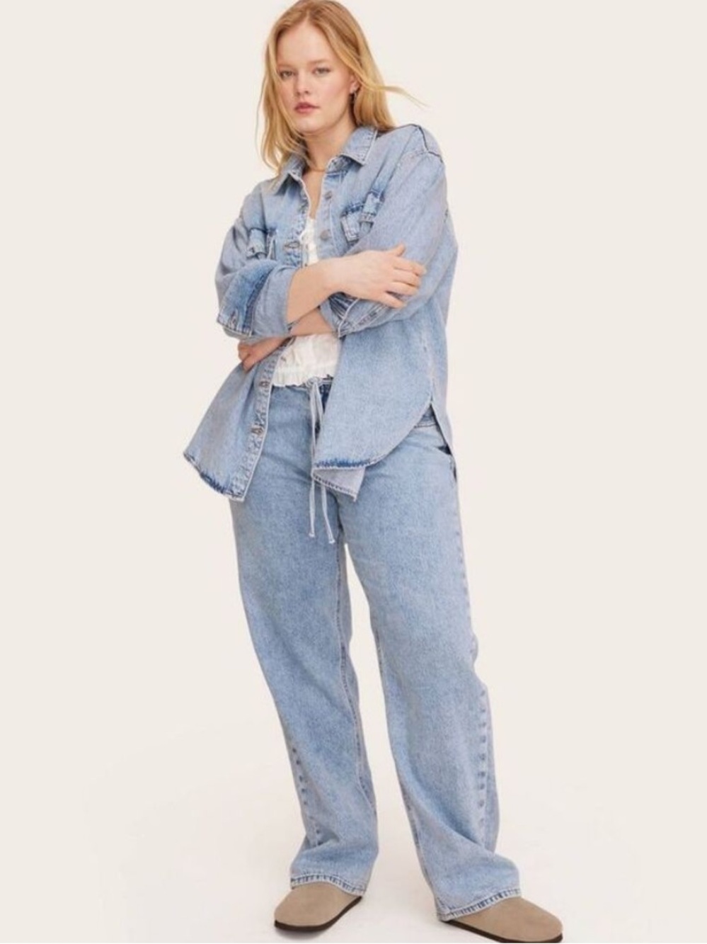 Parke x Target Medium light Wash Women's Long Sleeve Denim Shacket XL NWT - Picture 3 of 7